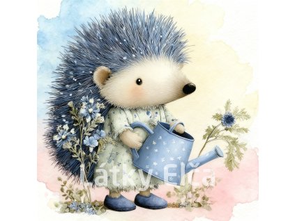 ježek a světle modrý květ 2