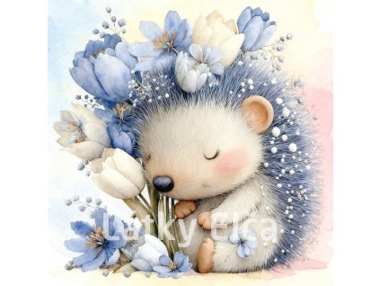 ježek a světle modrý květ 7