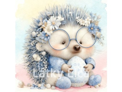 ježek a světle modrý květ 9