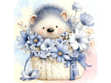 ježek a světle modrý květ 11