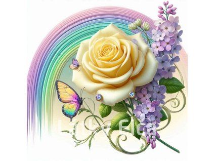 motýl, růže a šeřík 1