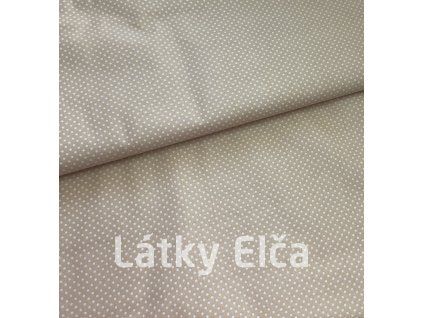 Bavlněné plátno bílé puntíky na krémová 2MM