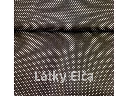 Bavlněné plátno bílé puntíky na tmavě hnědé 2MM