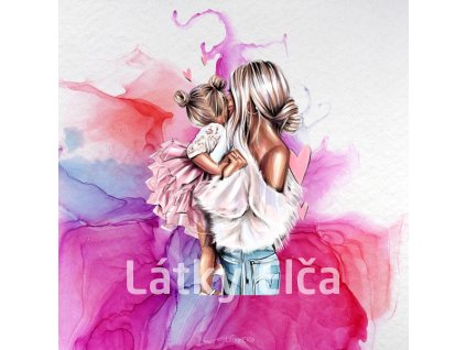 Panel kočárkovina Máma a dcera (blondýnky, mozajka růžová) (Množství - vyberte variantu velikost 50x50cm - za 130,-/ks)