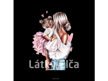 Panel kočárkovina Máma a dcera (blondýnky, na černé) (Množství - vyberte variantu velikost 50x50cm - za 130,-/ks)