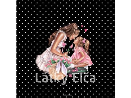 Panel kočárkovina Máma a dcera, tulipány (puntíky) (Množství - vyberte variantu velikost 50x50cm - za 130,-/ks)