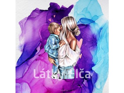 Panel kočárkovina Máma a syn (blondýnky, mozajka) (Množství - vyberte variantu velikost 50x50cm - za 130,-/ks)