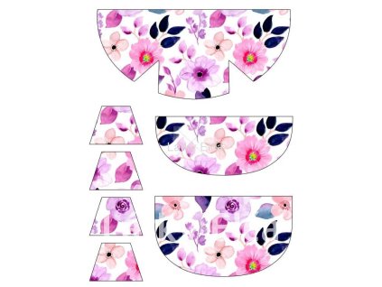 Panel na ledvinku květy fialové na bílé (Množství - vyberte variantu velikost 38 x 21 cm - 110,-)