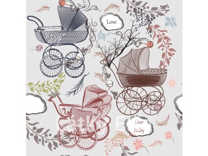 Baby fashion background with plams, flourishes in vintage style