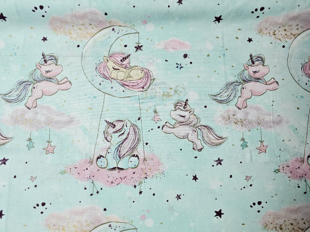 Plátno s jednorožcem - mint