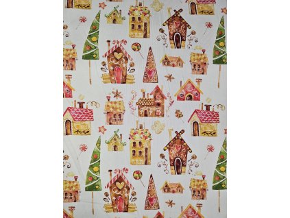 Vánoční teplakovina Chaloupky na bílé