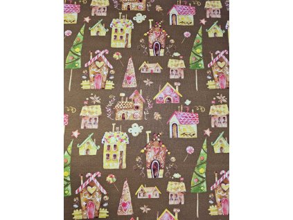Vánoční teplakovina Chaloupky na hnědé
