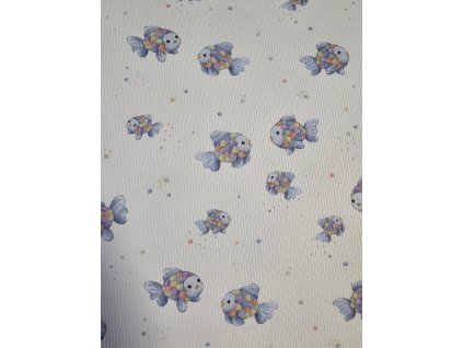 Rybičky pastelové - žebrovaný úplet