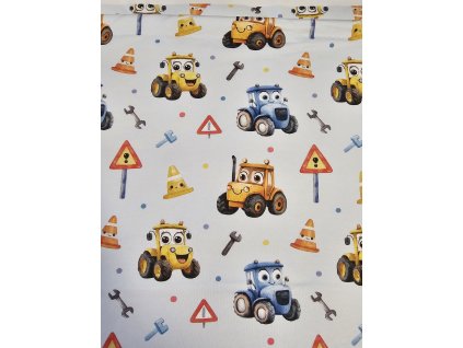 Veselá stavební autíčka - teplákovina