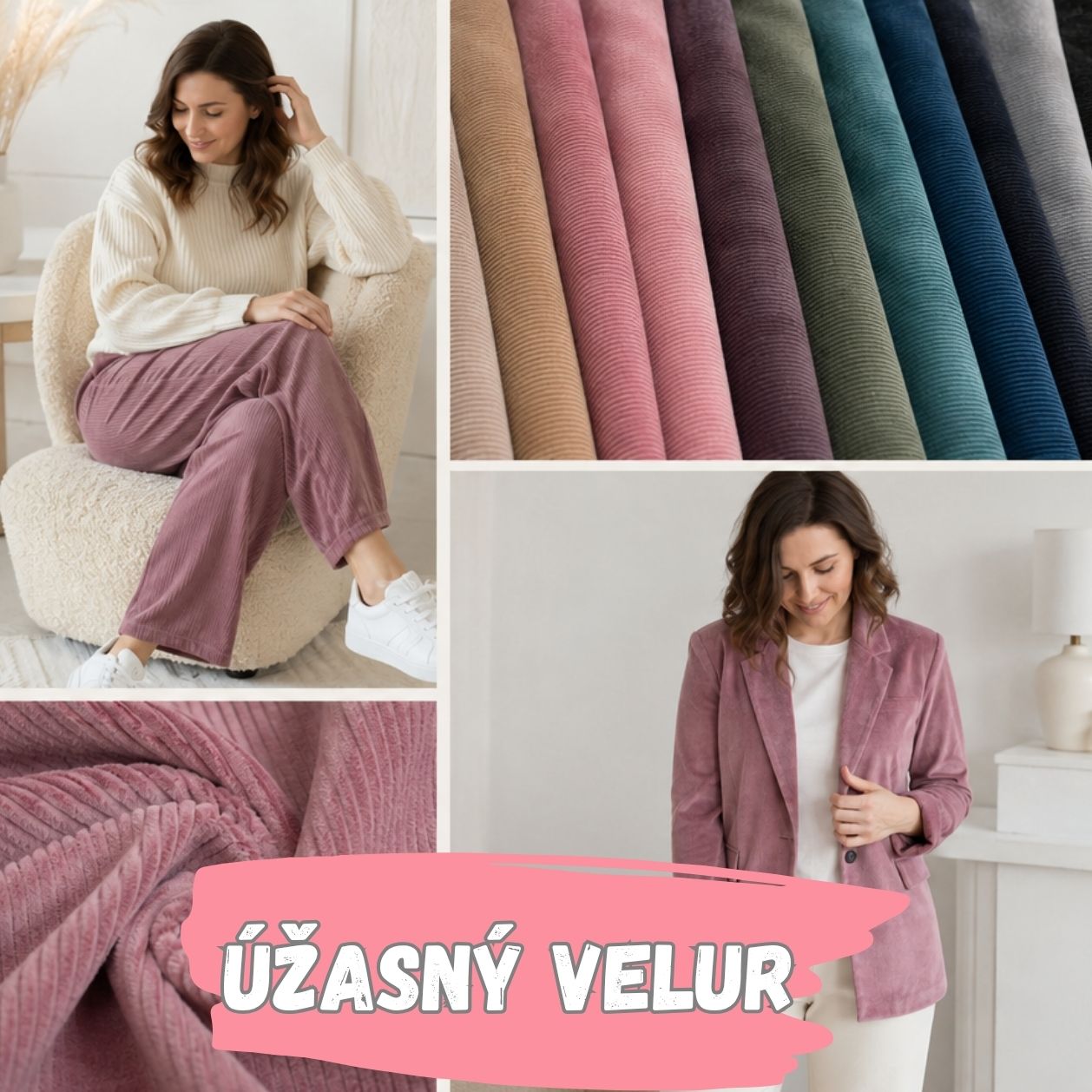 Velur – elastický úpletový manšestr, který si zamilujete. Elegantní vzhled, pohodlí tepláků.