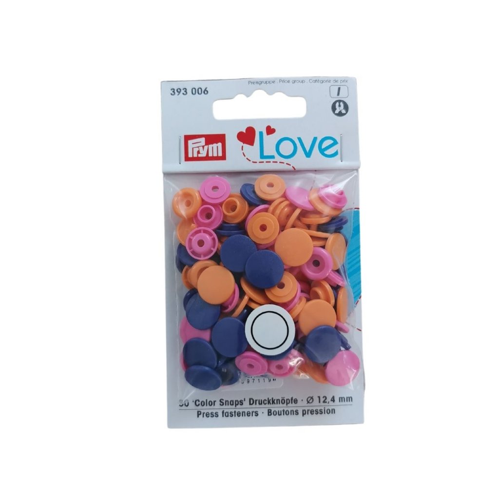 patentky color snaps Prym Love oranžová růžová fialová