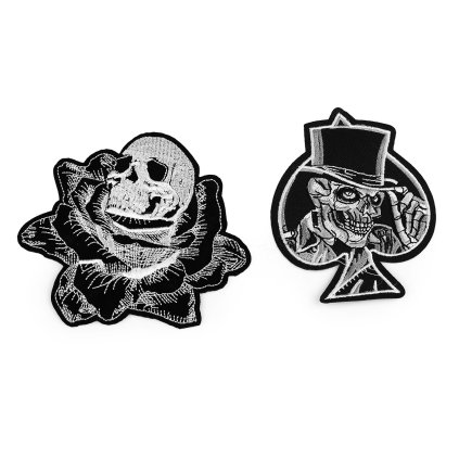 Nažehlovačka lebka (Varianta 1 černá růže, Balení 5 ks)