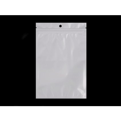 Uzavíratelný sáček se závěsem 12x18 cm jedna strana průhledná (Varianta bílá transparent, Balení 100 ks)