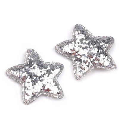 Hvězda s glitry Ø35 mm (Varianta 1 stříbrná, Balení 10 ks)