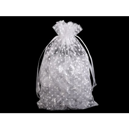 Dárkový pytlík puntíky 13x18 cm organza (Varianta 5 modrá světlá, Balení 2 ks)