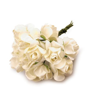 Umělá papírová mini růže na drátku (Varianta 1 Off White, Balení 1 svaz.)