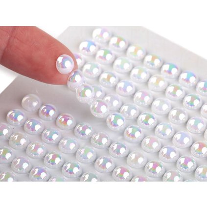 Samolepicí perly AB efekt na lepicím proužku Ø6 mm (Varianta 2 perlová AB, Balení 1 karta)