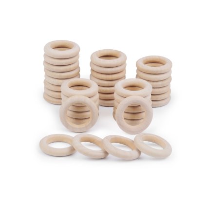 Dřevěný kroužek vnější Ø30 mm (Varianta přírodní sv., Balení 10 ks)