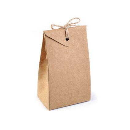 Papírová krabička s průhledem a provázkem (Varianta hnědá přírodní, Balení 10 ks)
