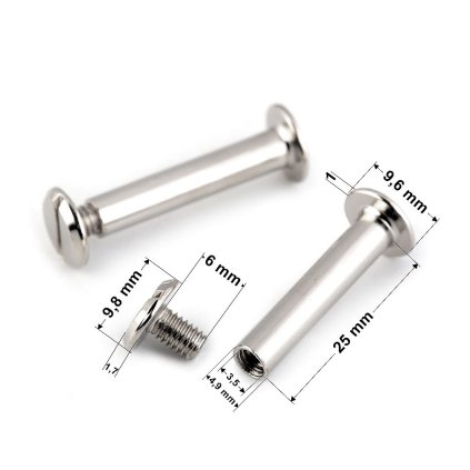 Knihařský šroub 12; 16; 20 a 25 mm (Varianta 1 (25 mm) nikl, Balení 10 pár)