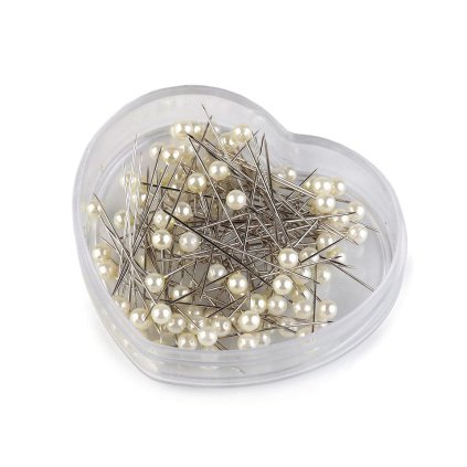 Špendlíky s plastovou hlavičkou délka 40 mm srdce (Varianta 12 bílá, Balení 1 krab.)