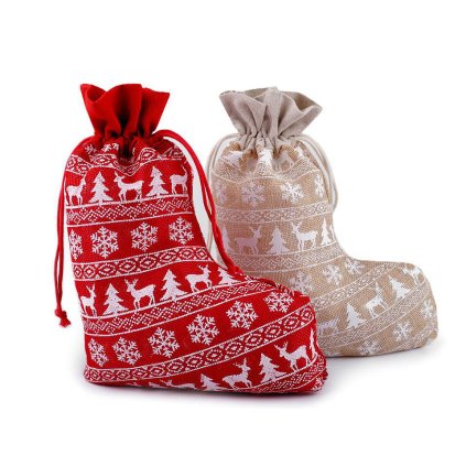 Mikulášská / vánoční punčocha 20x27 cm imitace juty (Varianta 1 režná, Balení 1 ks)