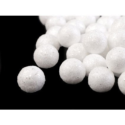 Dekorační polystyrenové kuličky s glitry Ø2 cm (Varianta bílá, Balení 1 sáček)