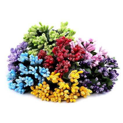 Květinové pestíky na drátku / vývazek (Varianta 1 bílá, Balení 12 ks)