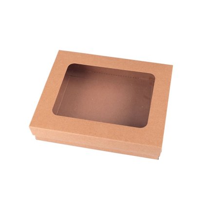 Papírová krabice s průhledem (Varianta 1 hnědá přírodní, Balení 5 ks)