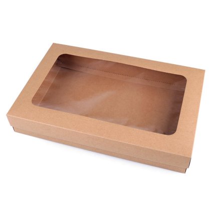 Papírová krabice s průhledem (Varianta 1 hnědá přírodní, Balení 4 ks)