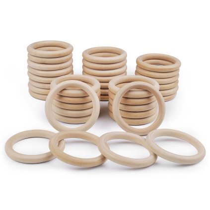 Dřevěný kruh / macrame, ucha na tašky vnější Ø11,2 cm (Varianta přírodní sv., Balení 1 ks)