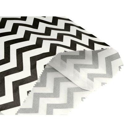 Papírový sáček chevron, puntík 13x17 cm (Varianta 1 bílo-černá chevron, Balení 100 ks)