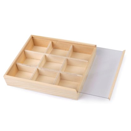 Dřevěný box / organizér s posuvným víkem (Varianta přírodní sv., Balení 1 ks)