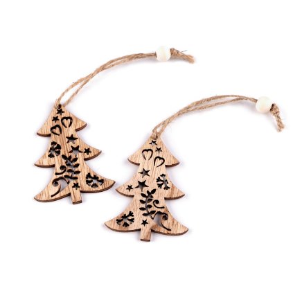 Vánoční dřevěný stromeček (Varianta 1 hnědá přírodní strom, Balení 2 ks)