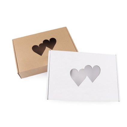 Papírová krabice s průhledem - srdce (Varianta 1 bílá, Balení 1 ks)