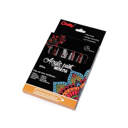 Akrylový fix / popisovač sada 6 ks, 1-2 mm (Varianta 1 mix, Balení 1 krab.)