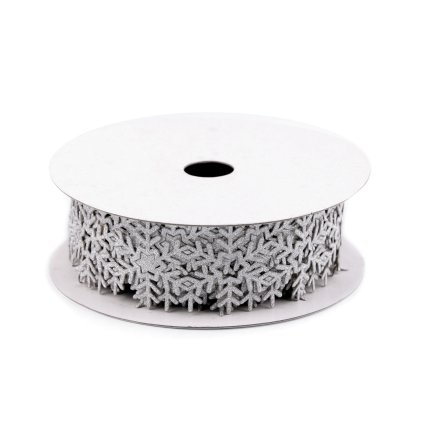 Vánoční samolepicí prýmek vločky šíře 35 mm (Varianta 1 stříbrná, Balení 13.5 m)
