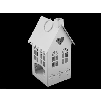Kovový svícen domeček (Varianta 1 bílá, Balení 1 ks)