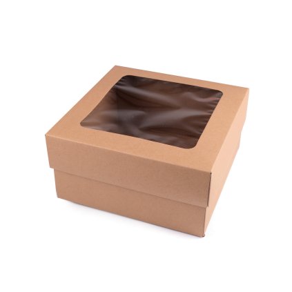 Papírová krabice s průhledem (Varianta hnědá přírodní, Balení 4 ks)
