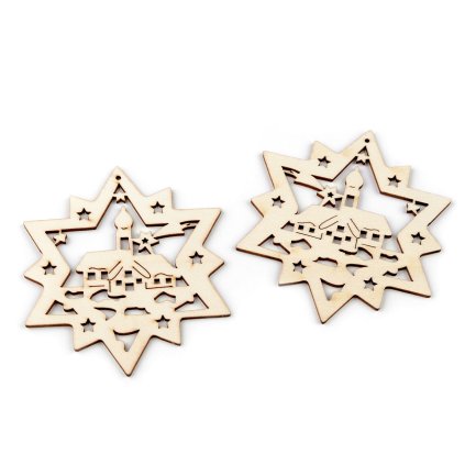 Vánoční dřevěný výřez hvězda Ø10 cm k zavěšení / k domalování (Varianta přírodní sv., Balení 2 ks)