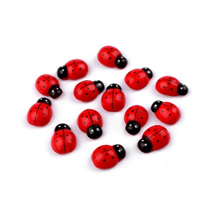 Samolepicí dřevěná beruška (Varianta červená, Balení 25 ks)