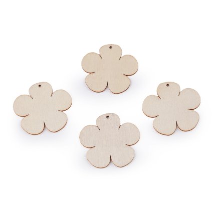 Dřevěný květ, srdce k zavěšení / domalování (Varianta 1 přírodní sv. květ, Balení 10 ks)