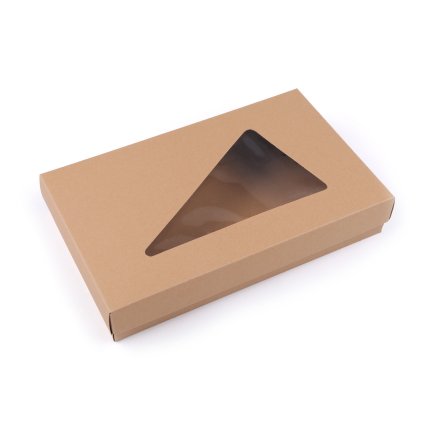 Papírová krabice s průhledem (Varianta hnědá přírodní, Balení 1 ks)