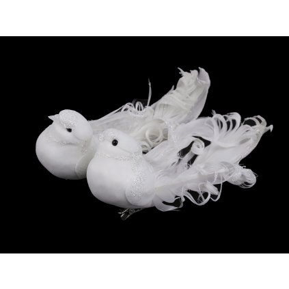 Holubice s klipem k vánočnímu aranžování (Varianta 1 bílá, Balení 2 ks)