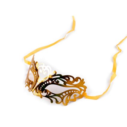 Karnevalová maska - škraboška metalická (Varianta 2 zlatá, Balení 1 ks)
